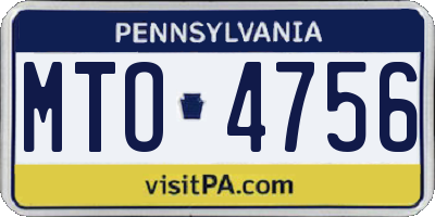 PA license plate MTO4756