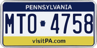 PA license plate MTO4758
