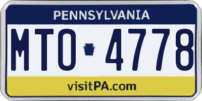 PA license plate MTO4778