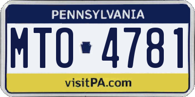 PA license plate MTO4781