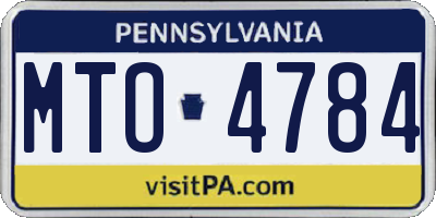 PA license plate MTO4784