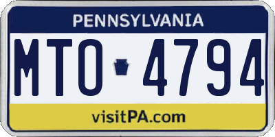 PA license plate MTO4794