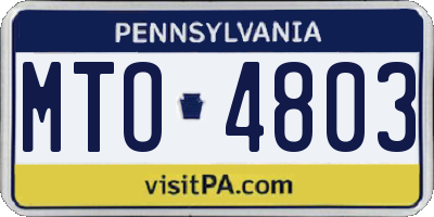 PA license plate MTO4803