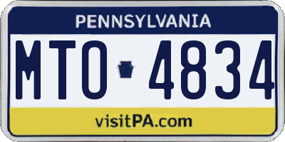 PA license plate MTO4834