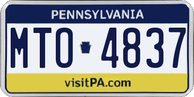 PA license plate MTO4837