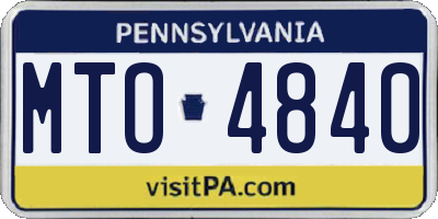 PA license plate MTO4840