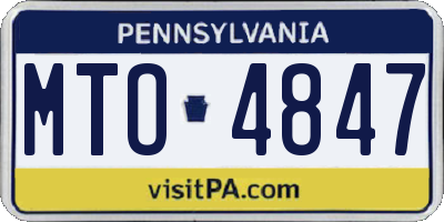 PA license plate MTO4847