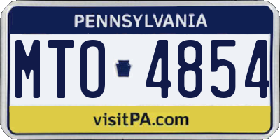PA license plate MTO4854