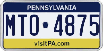 PA license plate MTO4875