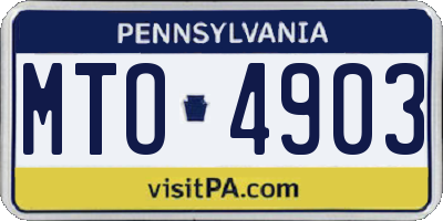 PA license plate MTO4903