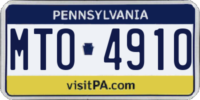 PA license plate MTO4910