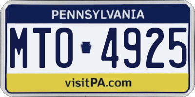 PA license plate MTO4925