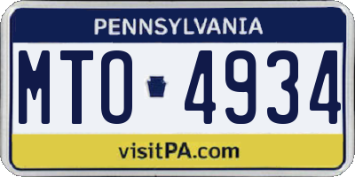 PA license plate MTO4934