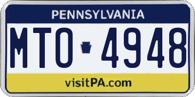 PA license plate MTO4948
