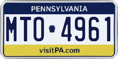 PA license plate MTO4961