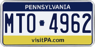 PA license plate MTO4962