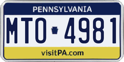 PA license plate MTO4981