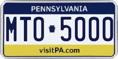 PA license plate MTO5000