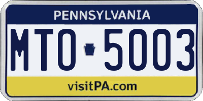 PA license plate MTO5003