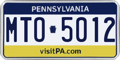 PA license plate MTO5012