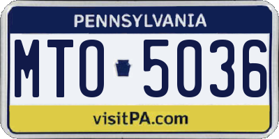 PA license plate MTO5036