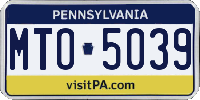 PA license plate MTO5039