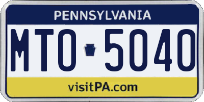 PA license plate MTO5040