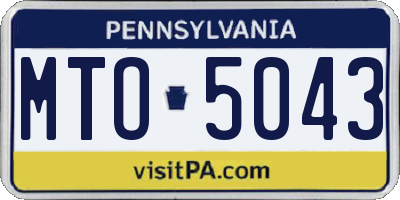 PA license plate MTO5043