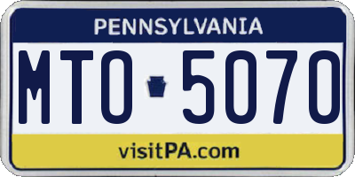 PA license plate MTO5070