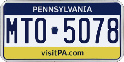 PA license plate MTO5078