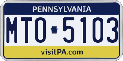 PA license plate MTO5103