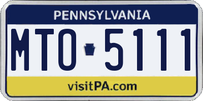 PA license plate MTO5111