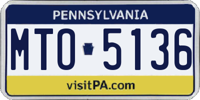 PA license plate MTO5136