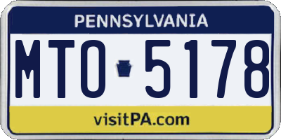 PA license plate MTO5178