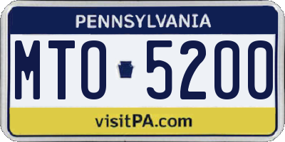 PA license plate MTO5200