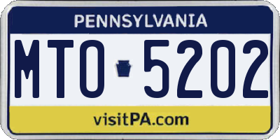 PA license plate MTO5202