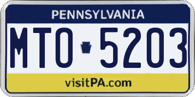 PA license plate MTO5203