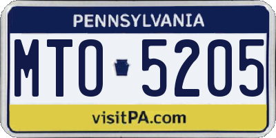 PA license plate MTO5205