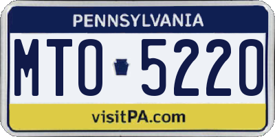 PA license plate MTO5220