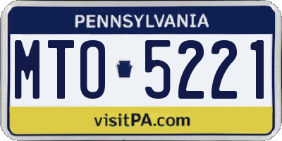 PA license plate MTO5221