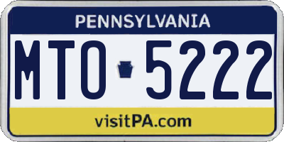 PA license plate MTO5222