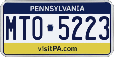 PA license plate MTO5223