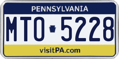 PA license plate MTO5228