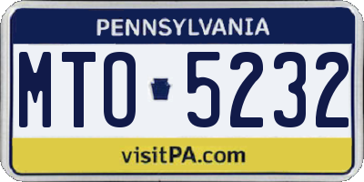 PA license plate MTO5232