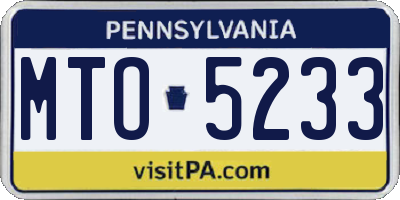 PA license plate MTO5233