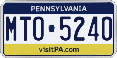 PA license plate MTO5240