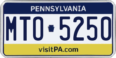 PA license plate MTO5250