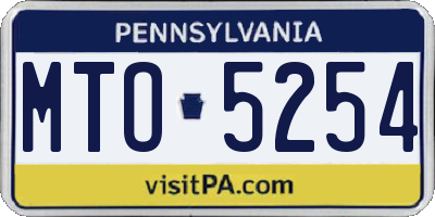 PA license plate MTO5254