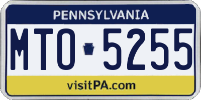 PA license plate MTO5255