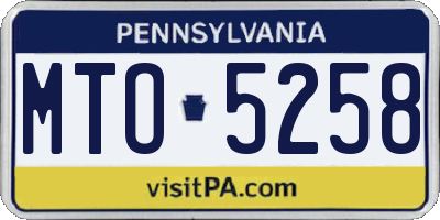 PA license plate MTO5258